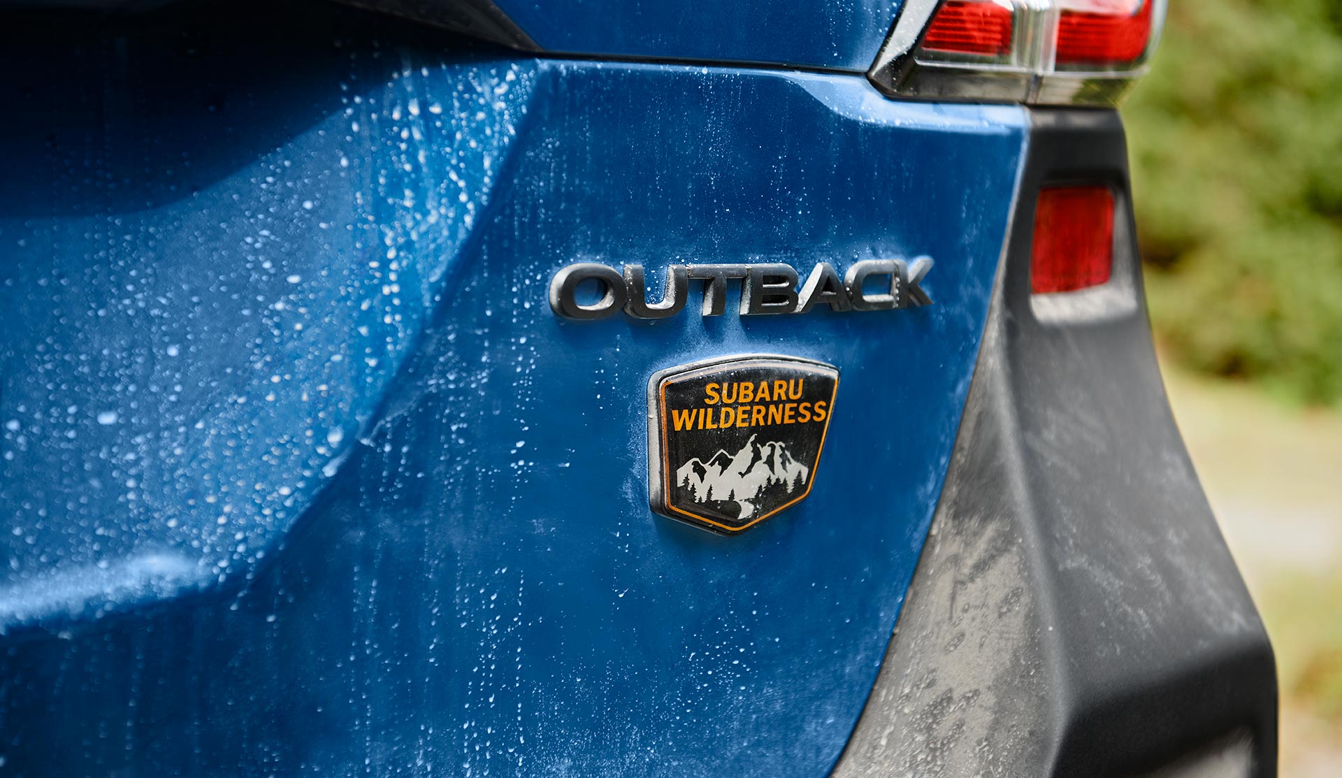 2025 Subaru Outback Wilderness Close shot of 2025 Outback Wilderness rear badge.